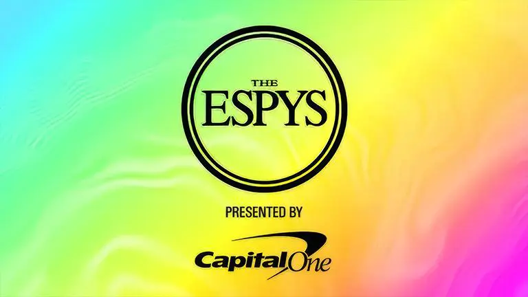 A colorful background with the logo for the espys.