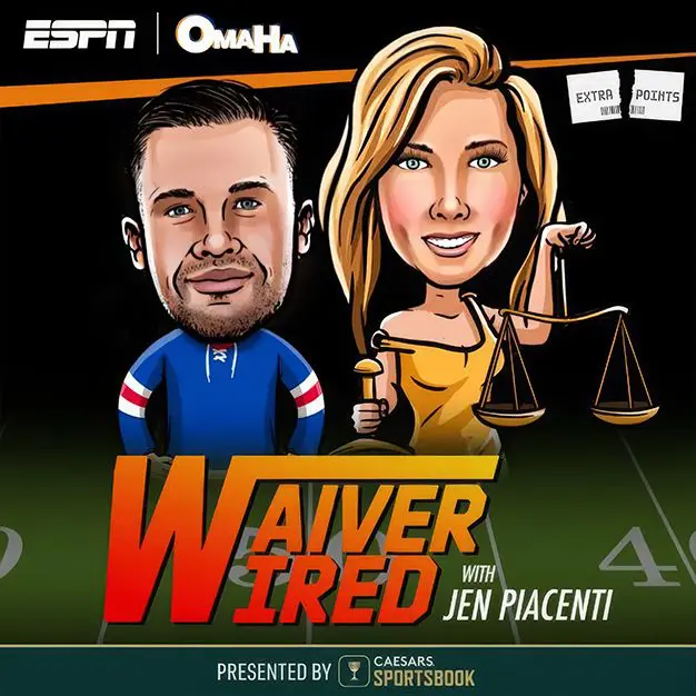A caricature of the nfl player and his wife.